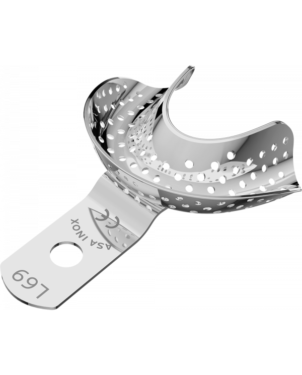 Porte Empreintes Perforé Inox Rétentif Edenté Pour Prothèses Totales